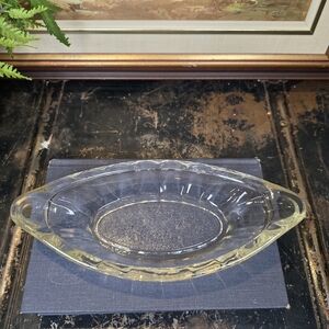 VINTAGE Clear Pressed Glass Boat Shaped Dish | Relish Candy Trinket Bowl